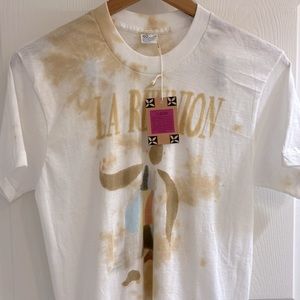 NWT, LA Reunion Vintage Handmade T Shirt, Medium Neutral Color Way